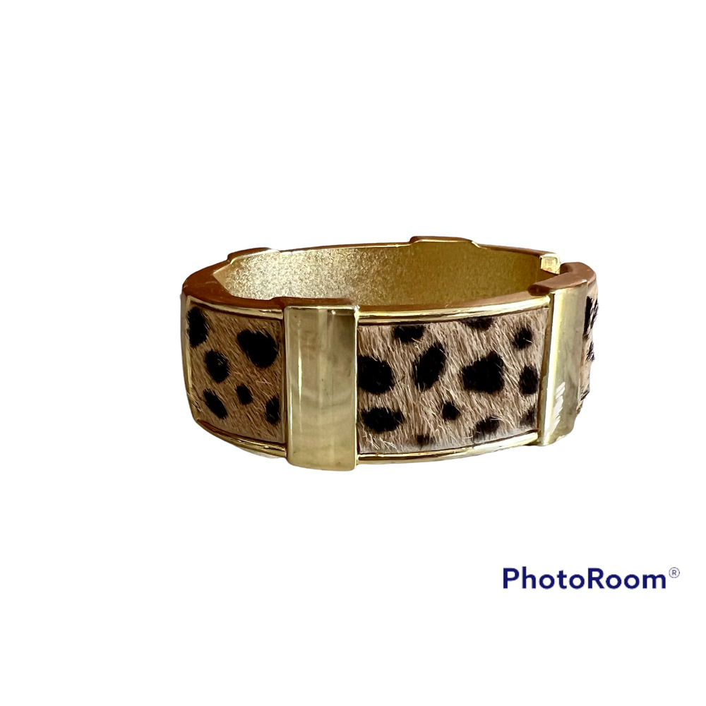 J. Crew leopard calf hair gold bangle